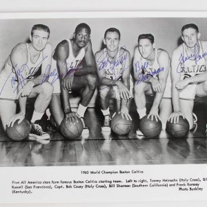 1960 Boston Celtics World Championship Team-Signed 8x10 Photo (5 Signatures) Russel