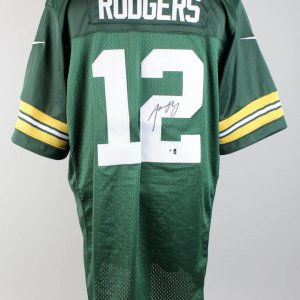 Aaron Rodgers Green Bay Packers Signed Home Jersey Signature Grades 9-10
