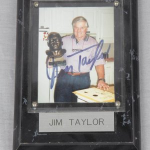 Green Bay Packers - Jim Taylor Signed Personal Snapshot Photo with Plaque Display