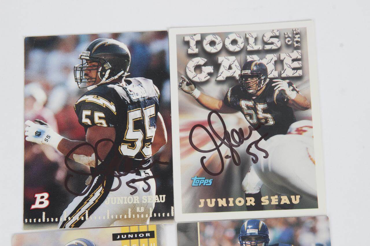 Junior Seau Signed Football Card Lot 5 Chargers COA Memorabilia Expert