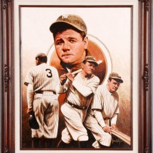 Babe Ruth on Canvas Giclee by Leon Wolf Display