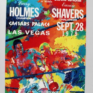 Signed & Inscribed Leroy Neiman " Keep Punching Holmes vs Shavers 17 x Poster 28