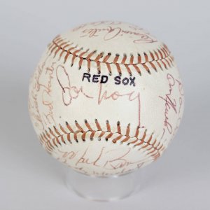 1975 Pawtucket Red Sox Team-Signed Baseball 18 Sigs. Incl. Tony Conigliaro, Lance Clemons, Rick Kreuger, Joe Morgan etc.