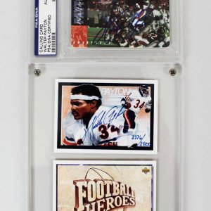 Pair of Chicago Bears - Walter Payton Signed Football Cards (UDA COA)