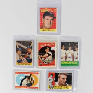 1958-63 Topps Baseball (6) Card Lot - (3) Roger Maris, Mickey Mantle & Hank Aaron, Ted Williams etc.