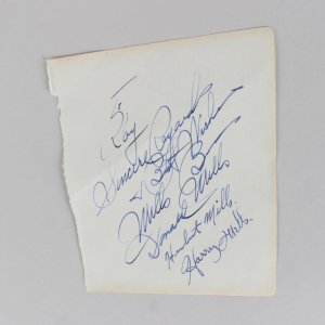 The Mills Brothers - Harry, Donald & Herbert Mills Signed 5x6 Cut