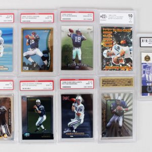 1998 Indianapolis Colts – Peyton Manning Rookie Card Lot (9) feat. (7) Graded