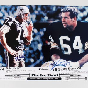 Ice Bowl Bob Lilly & Jerry Kramer Signed 11 x 14 Photo COA JSA