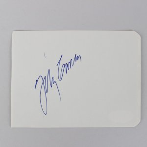 The Tonight Show - Johnny Carson Signed 3x5 Cut (JSA)