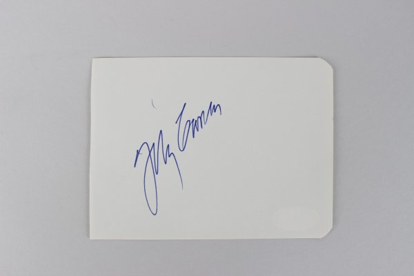 The Tonight Show - Johnny Carson Signed 3x5 Cut (JSA)