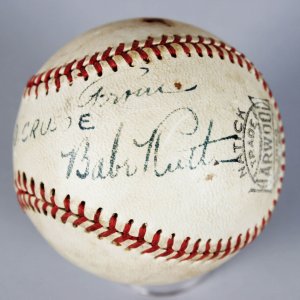 NY Yankees Babe Ruth Single-Signed Harwood Baseball (PSA Full LOA)