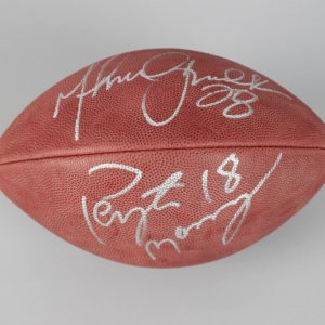 Indianapolis Colts - Peyton Manning & Marshall Faulk Signed Football (JSA COA)