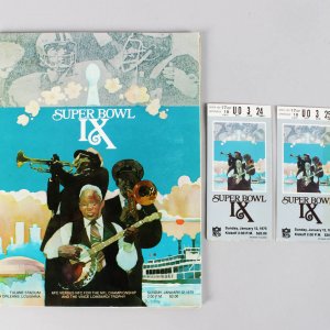 1975 Super Bowl IX Program w/ 2 Ticket Stub (Steelers vs. Vikings)