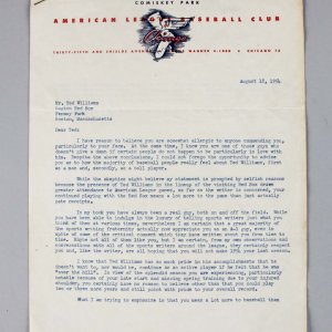 August 18, 1954 White Sox Manager Frank Lane Signed Letter to Ted Williams - Provenance LOA