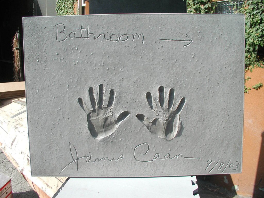 James Caan Signed & Inscribed Original Cast of Concrete Handprint by