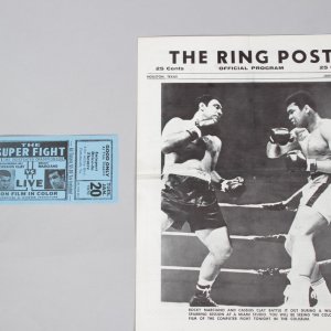 Muhammad Ali vs Rocky Marciano The Super Fight Official Program & Full Ticket Houston.Texas Jan 20.1970