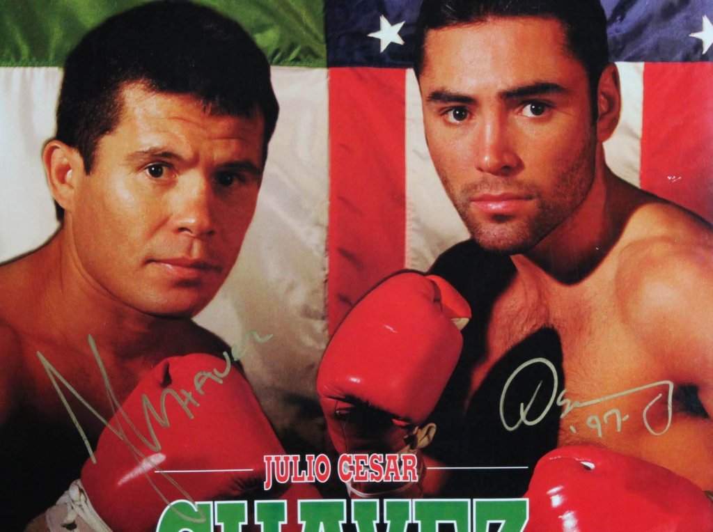 June 7, 1996 Oscar De La Hoya vs. Julio Cesar Chavez Signed Fight Poster COA JSA Memorabilia June 7, 1996 Oscar De La Hoya vs. Julio Cesar Chavez Signed Fight Poster COA JSA Memorabilia