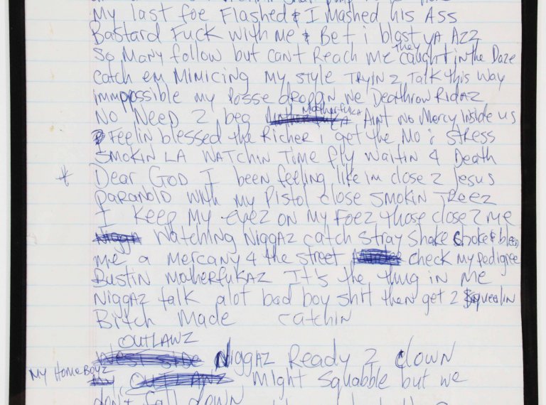 Tupac Handwritten Lyrics “Catchin Feelingz” COA JSA Memorabilia Expert