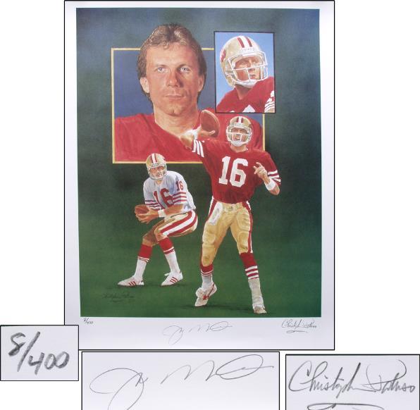 Joe Montana Signed Lithograph. Memorabilia Expert