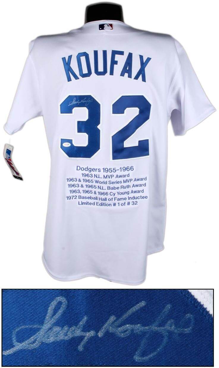 sandy koufax autographed jersey