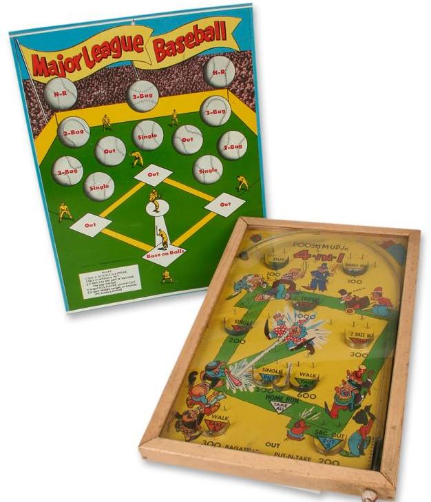 Two Vintage Baseball Games 1940s PooshMUp Jr. Pinball